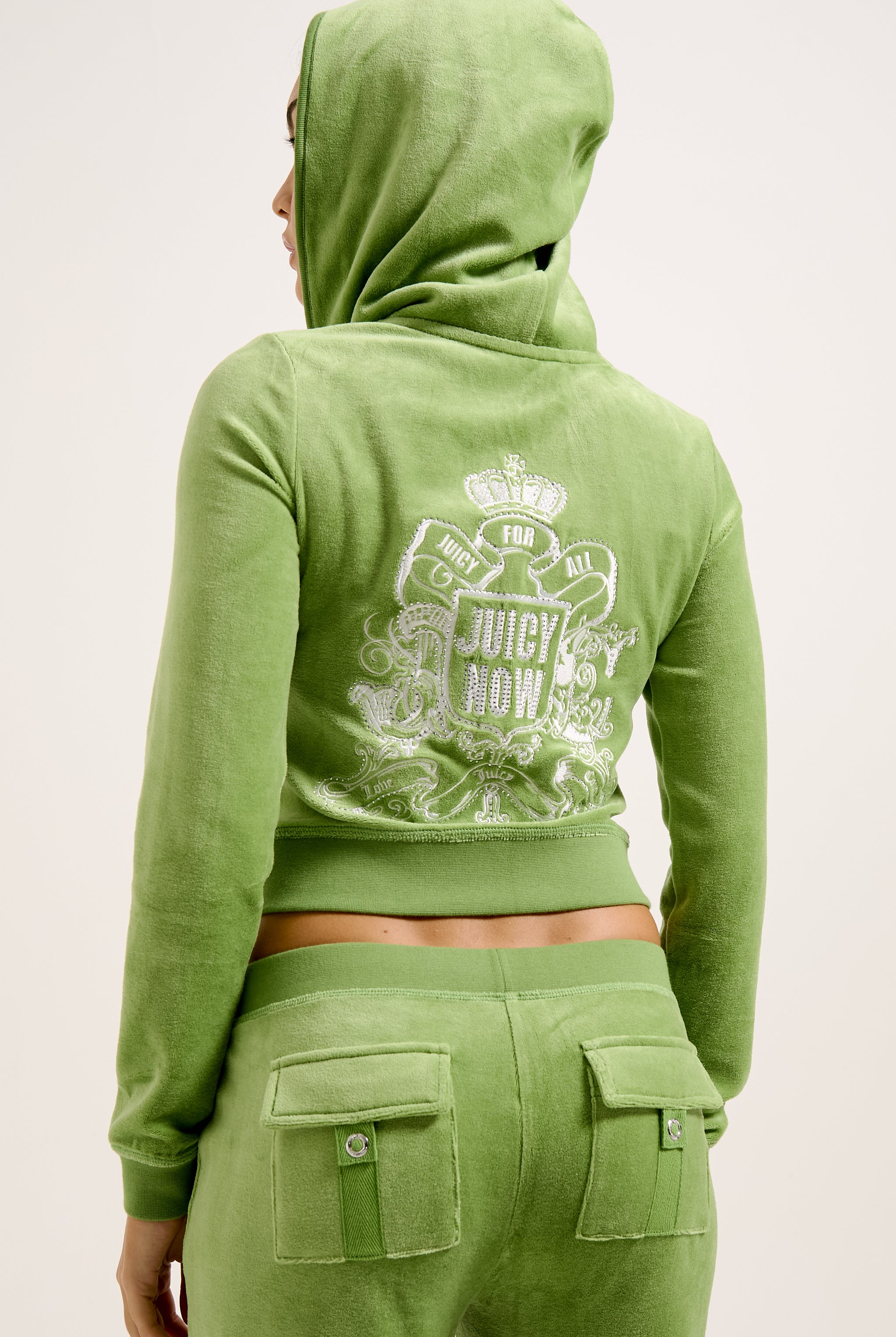 PIQUANT GREEN JUICY NOW BAMBOO VELOUR HERITAGE HOODIE – Juicy Couture UK