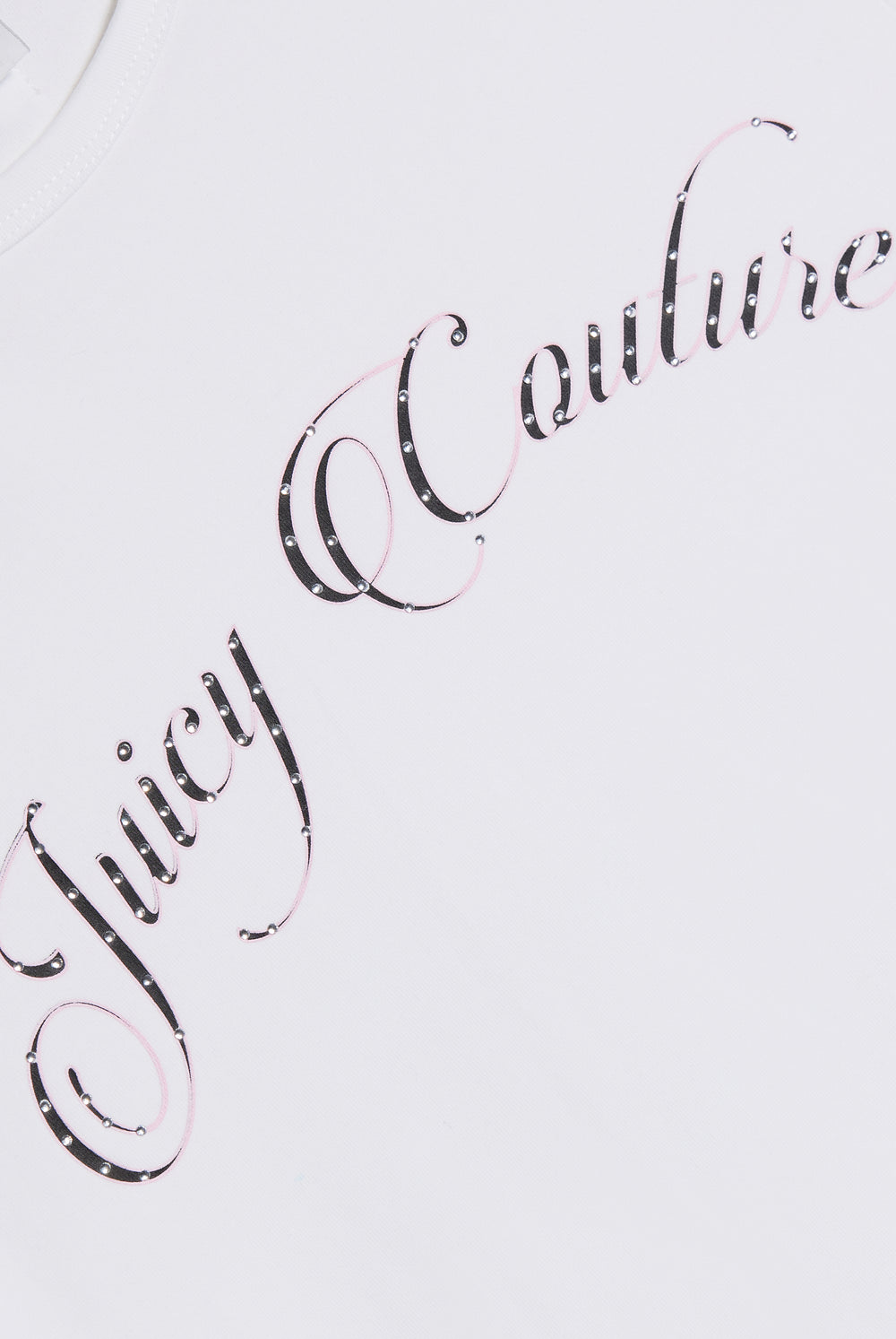 Displays the White 'Juicy' branded Script Baby T-Shirt featuring the juicy couture branding
