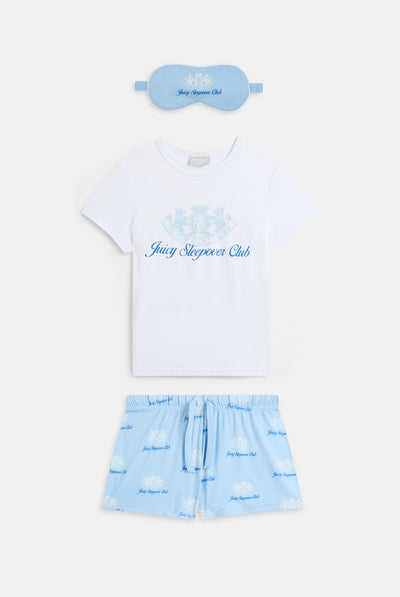 WHITE & POWDER BLUE SLEEPOVER PYJAMA SET