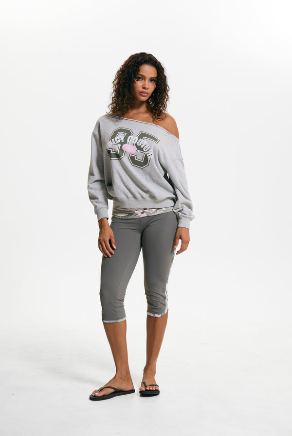 Silver Marl Relaxed Off Shoulder Jumper
