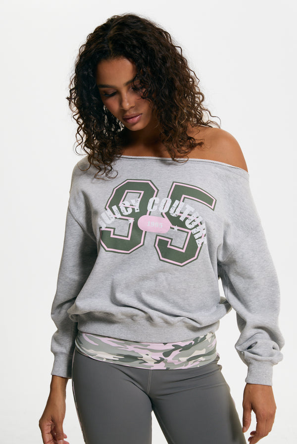 Silver Marl Relaxed Off Shoulder Jumper