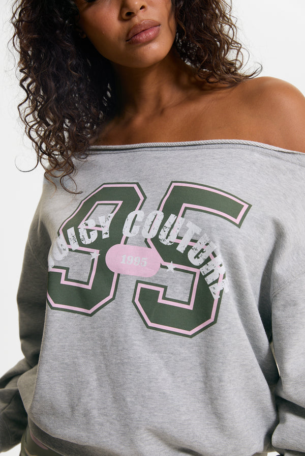 Silver Marl Relaxed Off Shoulder Jumper