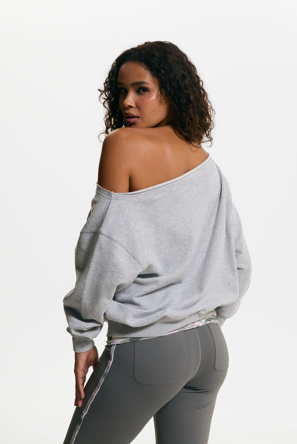 Silver Marl Relaxed Off Shoulder Jumper