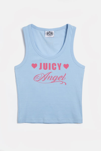 THE ICONS |  POWDER BLUE 'JUICY ANGEL' RIBBED VEST