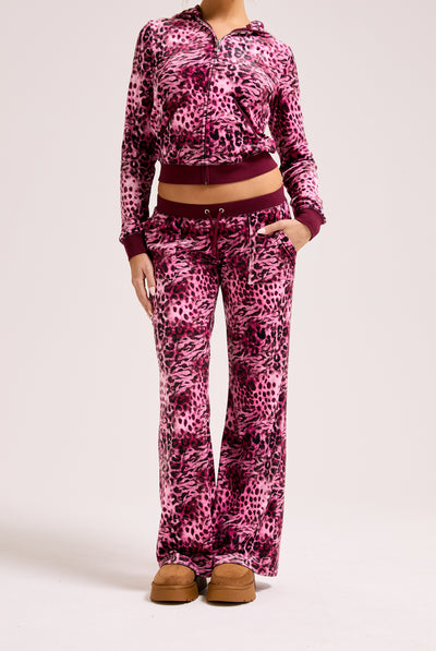 PINK LEOPARD PRINT POCKETED TRACKSUIT BOTTOM