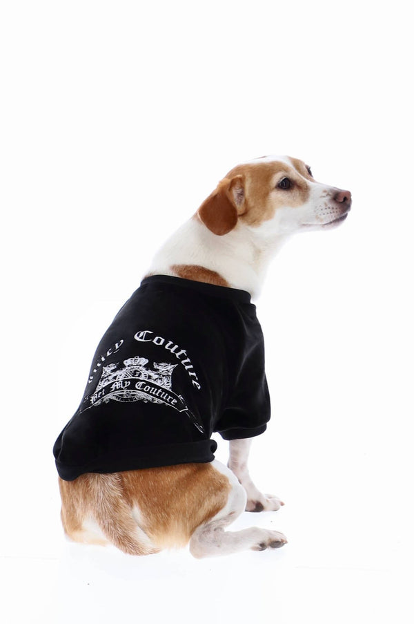 BLACK CREST EMBROIDERED DOG SWEATER