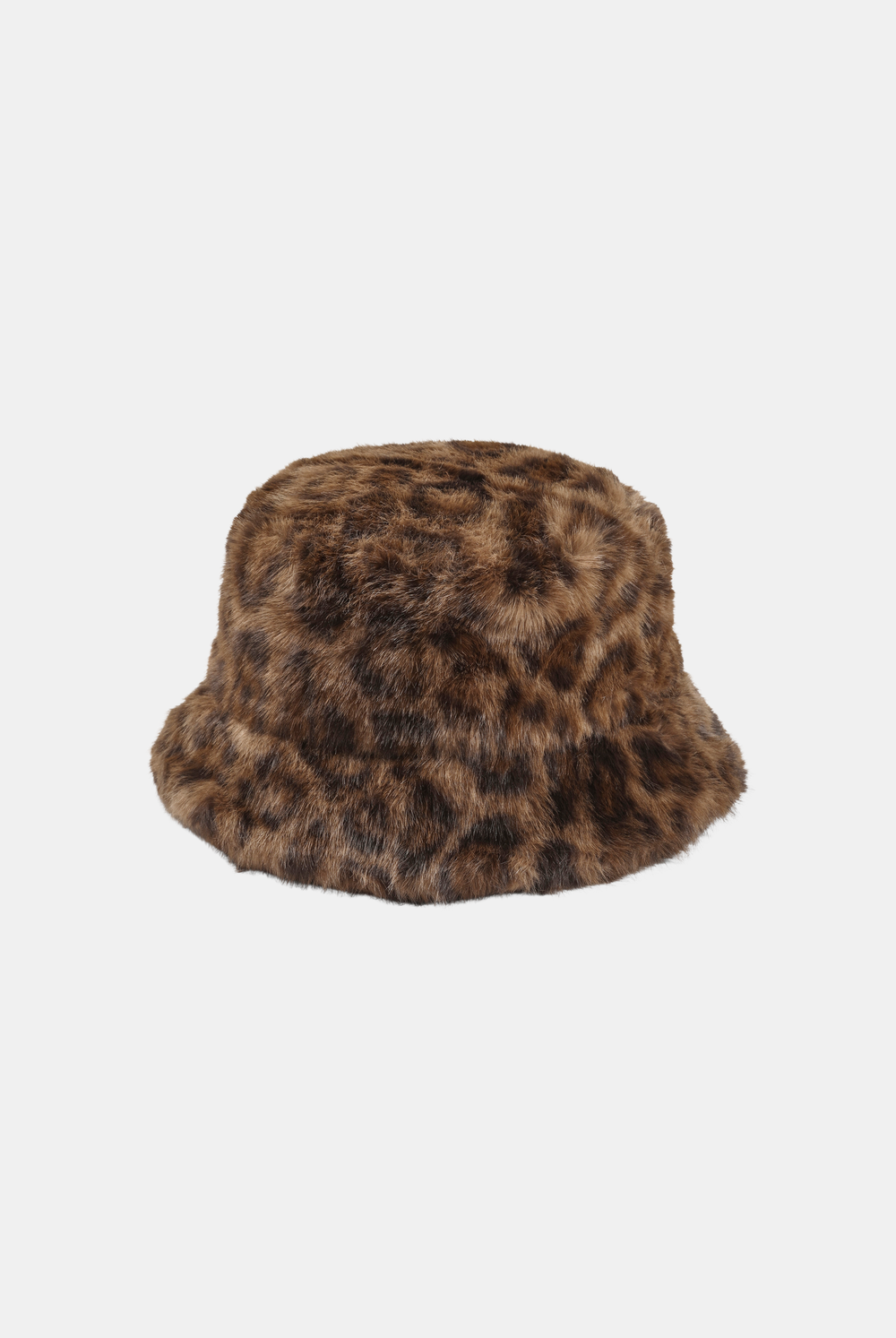 Displays the Leopard Print 'Juicy' branded Plaque Fur Bucket Hat