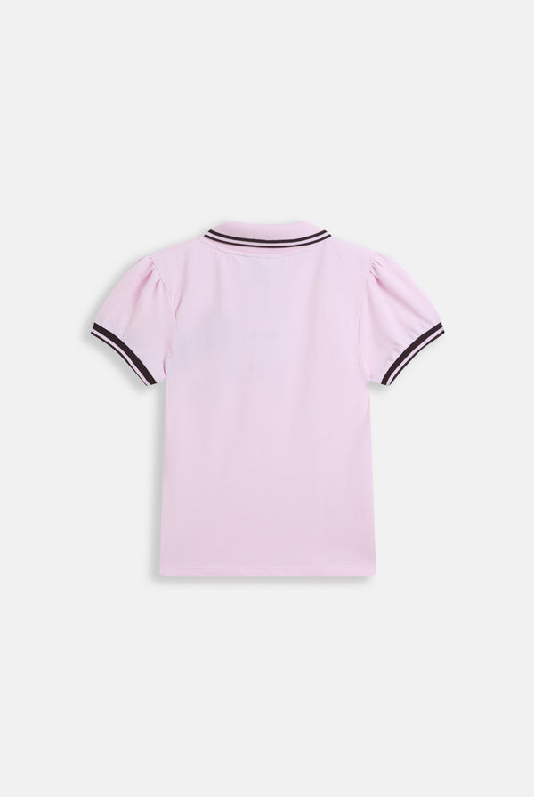 CHERRY BLOSSOM JUICY PUFF SLEEVE POLO TOP