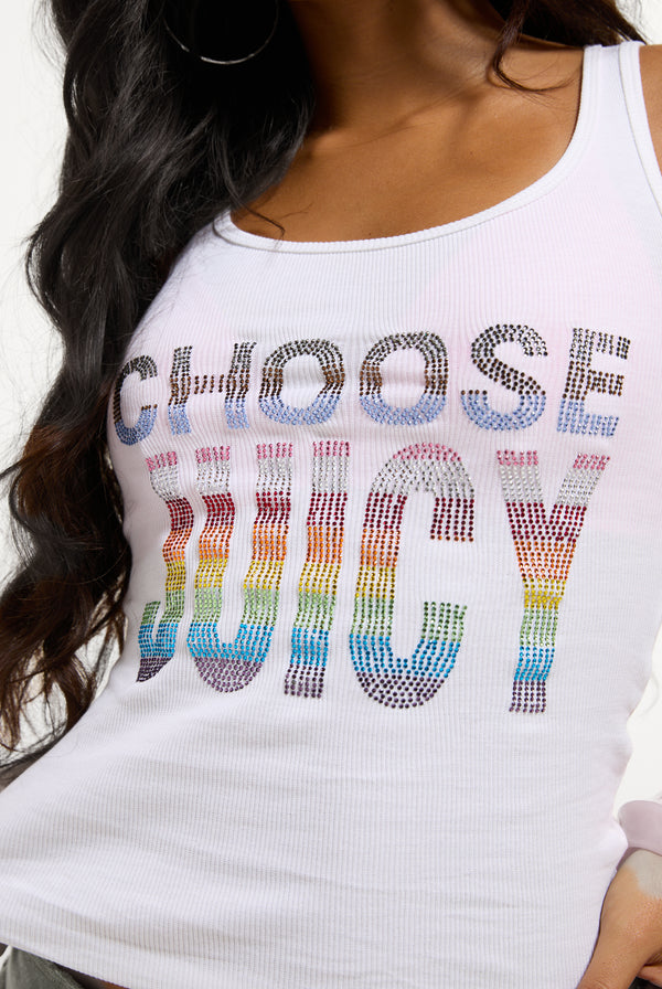 WHITE CHOOSE JUICY VEST TOP