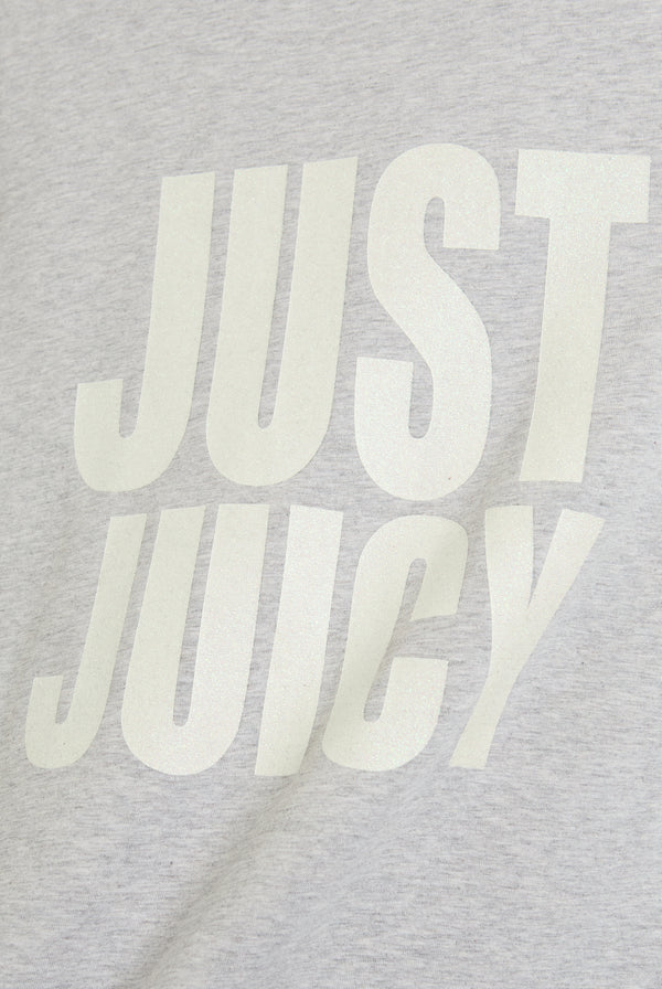 THE ICONS | SILVER MARL JUST JUICY GLITTER PRINT TEE