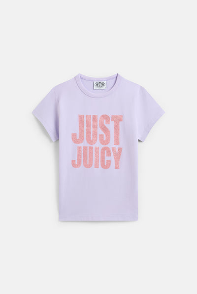 THE ICONS | PASTEL LILAC JUST JUICY GLITTER PRINT TEE