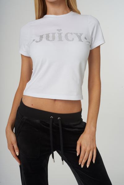 WHITE RODEO DIAMANTE FITTED T-SHIRT