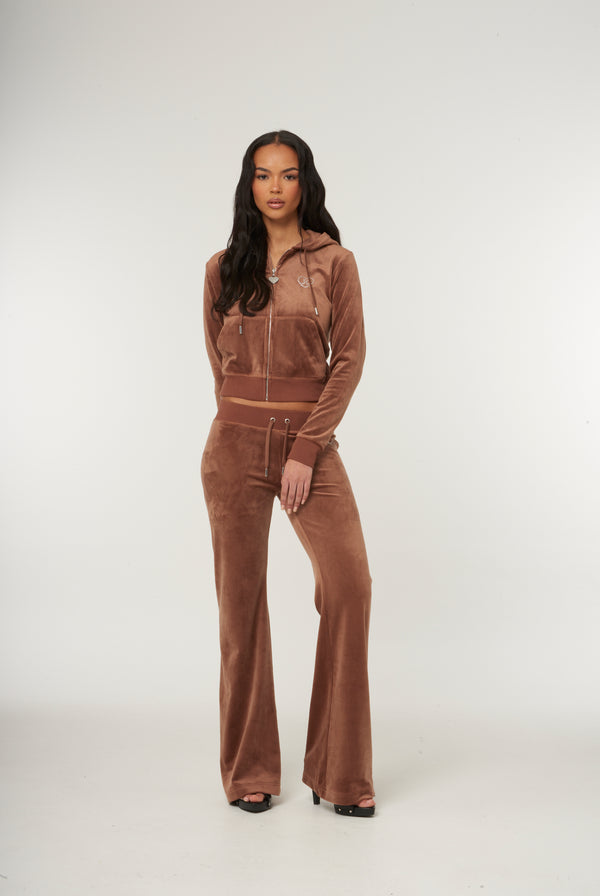 ACORN LOW RISE  RODEO RECYCLED VELOUR DIAMANTE TRACK PANT