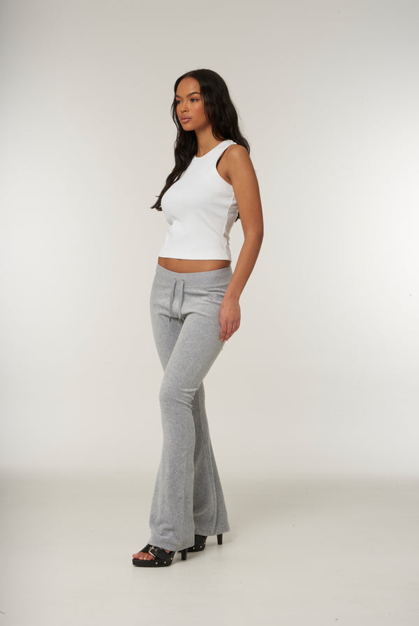 SILVER MARL LOW RISE FLARE CLASSIC VELOUR TRACK PANT