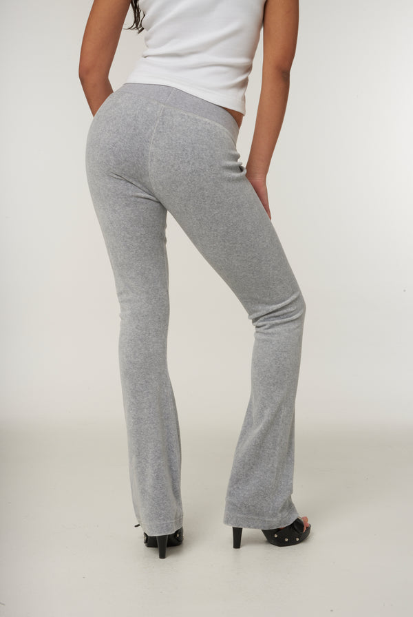 SILVER MARL LOW RISE FLARE CLASSIC VELOUR TRACK PANT