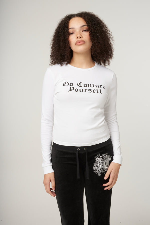 THE ICONS | WHITE 'GO COUTURE' LONG SLEEVE TEE