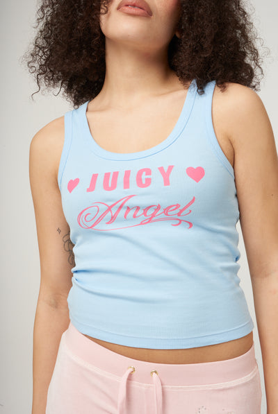 THE ICONS |  POWDER BLUE 'JUICY ANGEL' RIBBED VEST