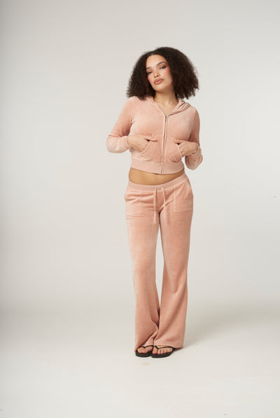 ROSE DUST ULTRA LOW RISE BAMBOO VELOUR HERITAGE POCKETED BOTTOMS