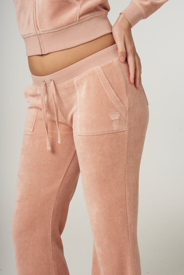 ROSE DUST ULTRA LOW RISE BAMBOO VELOUR HERITAGE POCKETED BOTTOMS