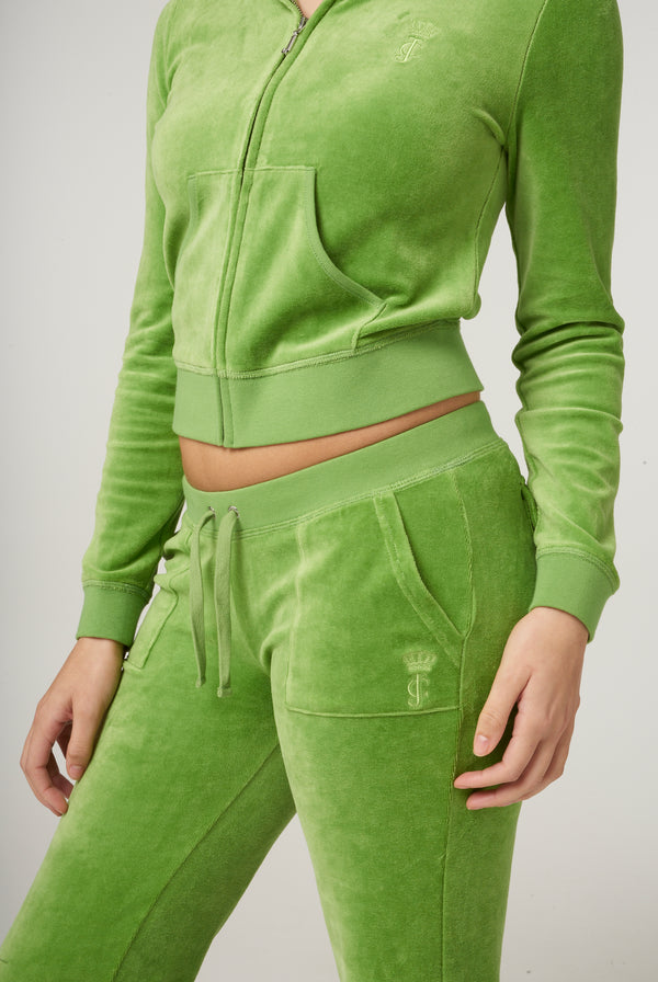 PIQUANT GREEN BAMBOO VELOUR HERITAGE HOODIE