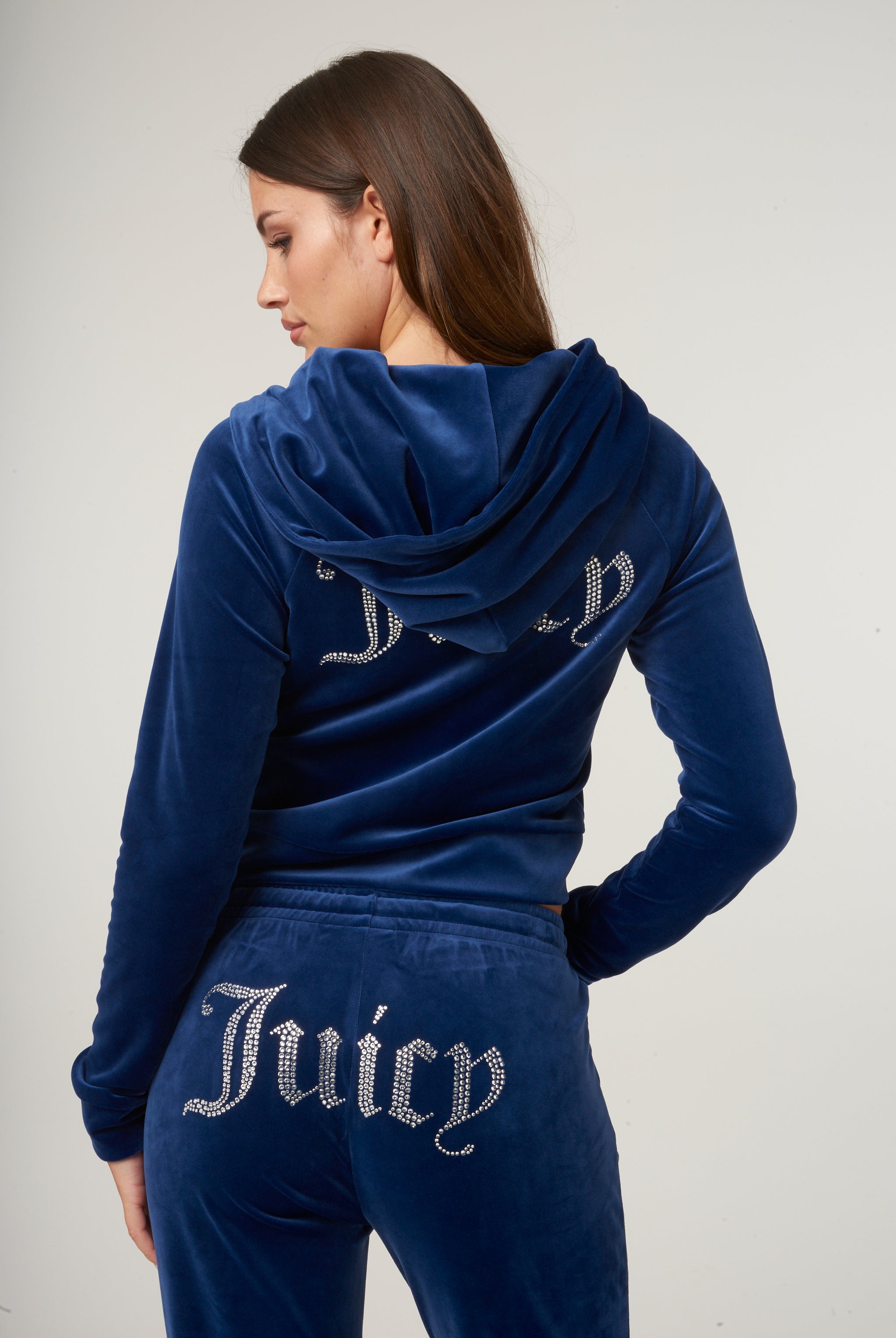 BLUE DEPTHS VELOUR DIAMANTE TRACKSUIT BOTTOM Juicy Couture UK