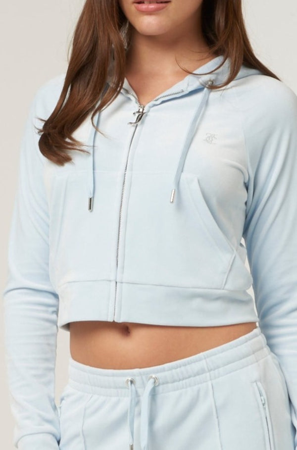 NANTUCKET BREEZE DIAMANTÉ VELOUR ZIP-THROUGH HOODIE