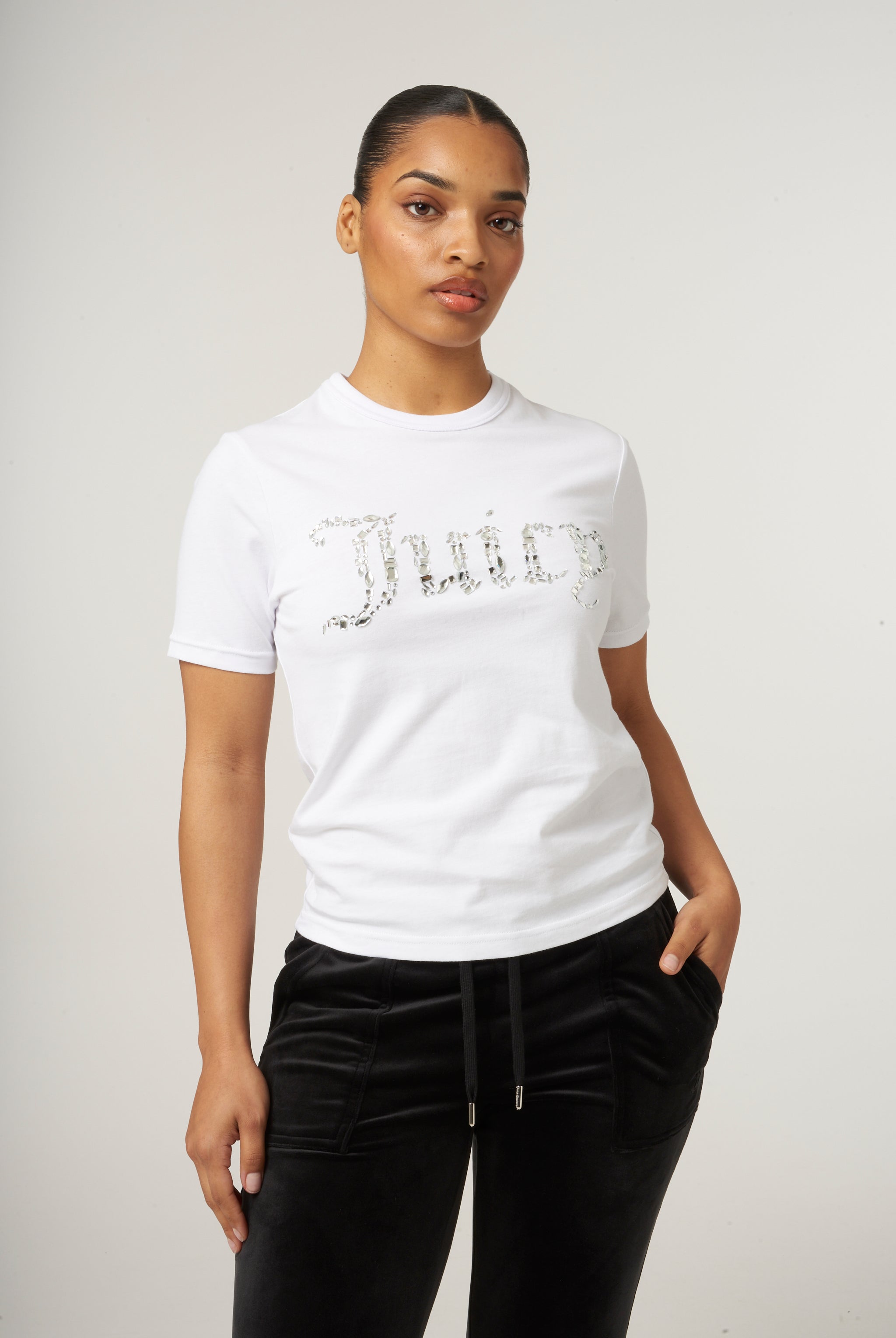 WHITE JEWEL LOGO GIRLFRIEND T SHIRT Juicy Couture UK