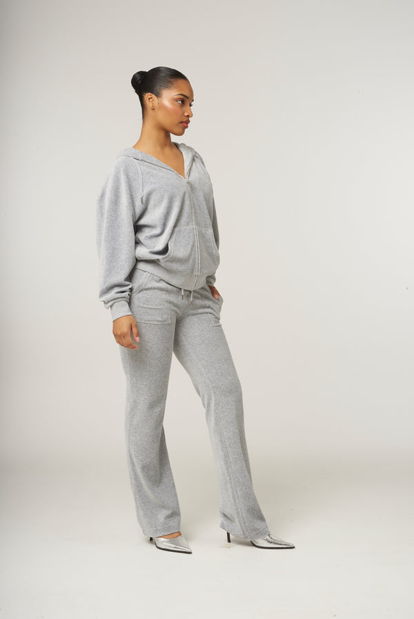 SILVER MARL CLASSIC VELOUR OVERSIZED HOODIE