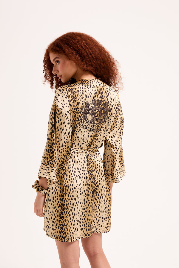 CHEETAH SATIN ROBE