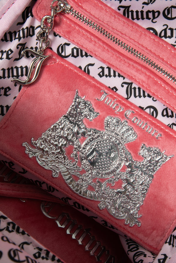 HOT PINK VELOUR DIAMANTÉ BACKPACK