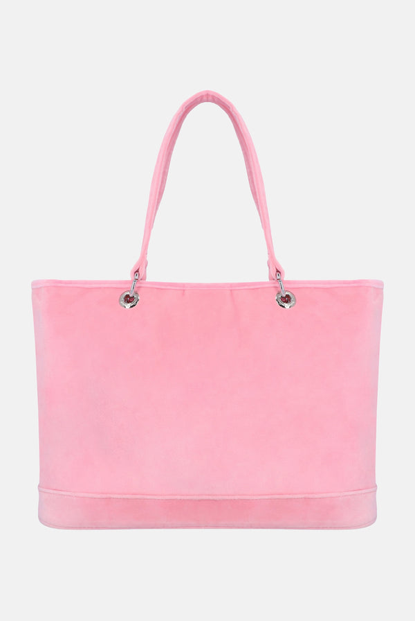 JUICY PINK VELOUR DIAMANTE LARGE SHOPPER BAG