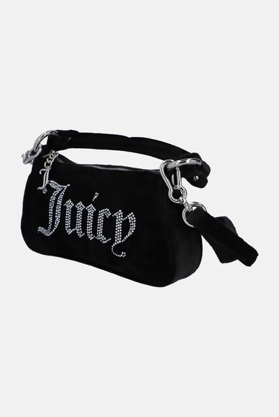 BLACK DIAMANTE VELOUR BAG WITH CHAIN