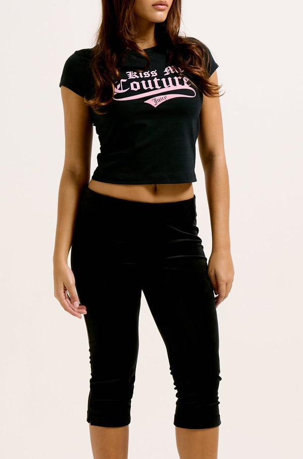 THE ICONS | BLACK 'KISS MY COUTURE' BABY TEE