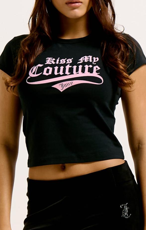 THE ICONS | BLACK 'KISS MY COUTURE' BABY TEE