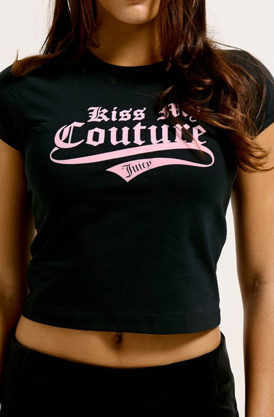 THE ICONS | BLACK 'KISS MY COUTURE' BABY TEE