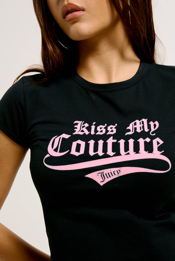 THE ICONS | BLACK 'KISS MY COUTURE' BABY TEE