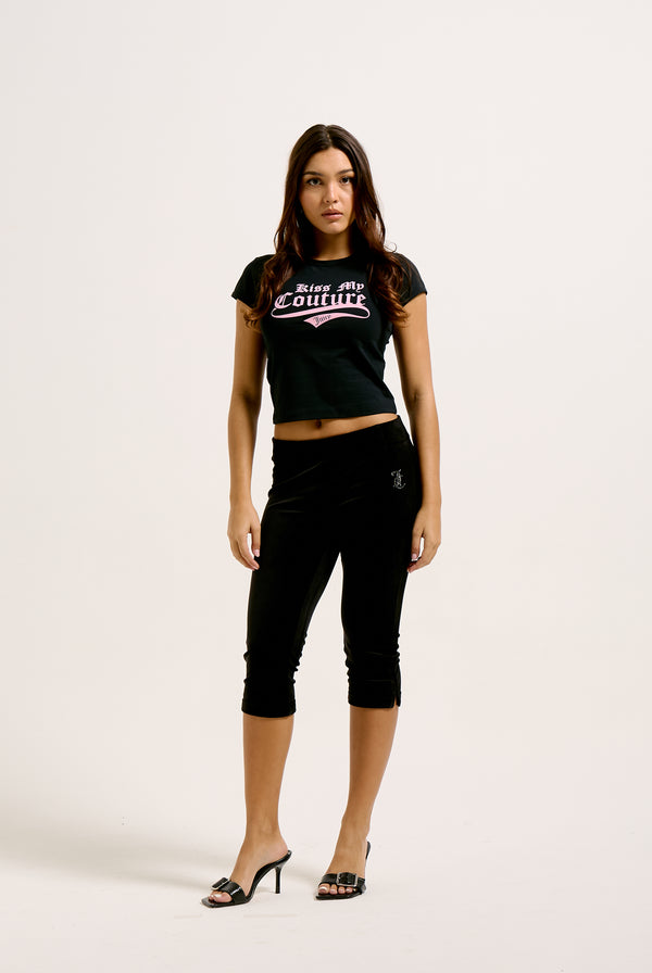 BLACK CLASSIC VELOUR CAPRI PANT