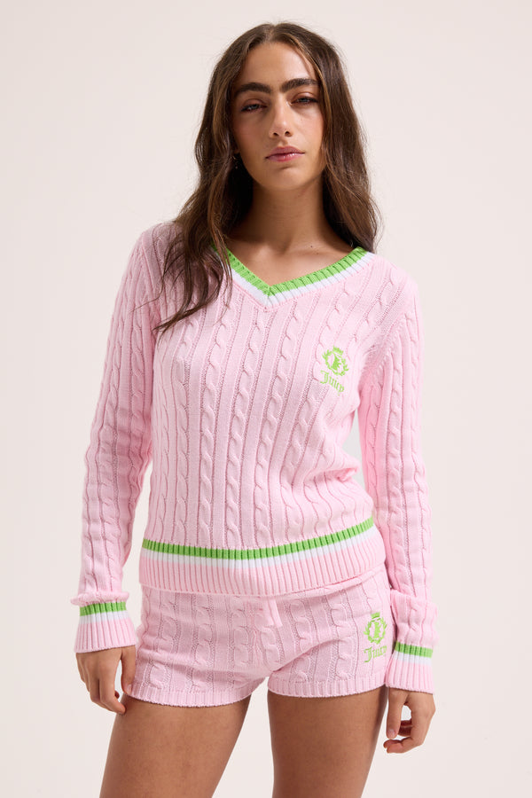 CHERRY BLOSSOM CABLE KNIT SHORT