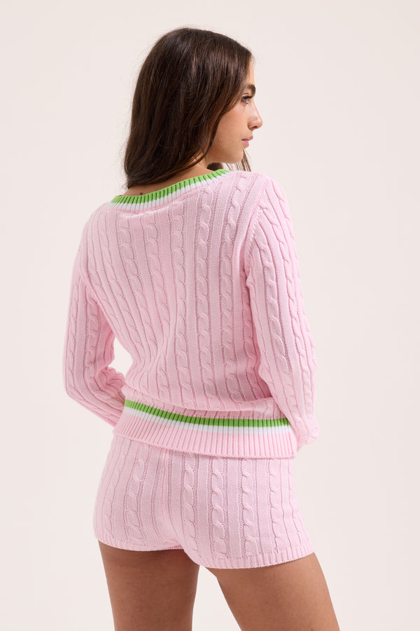 CHERRY BLOSSOM CABLE KNIT SHORT