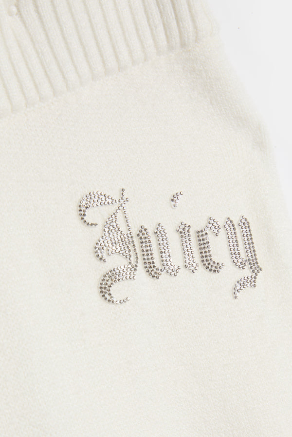 Displays the Cream 'Juicy' branded Knit Diamanté Trackpant featuring the juicy branding 