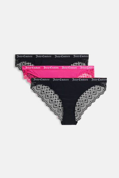 Juicy Couture, Intimates & Sleepwear, 3pc Juicy Couture Beautiful Bling  Neutralblack Panties Underwear Set