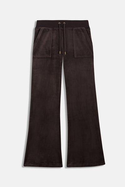 JAVA / GOLD LOW RISE FLARE CLASSIC VELOUR TRACK PANT