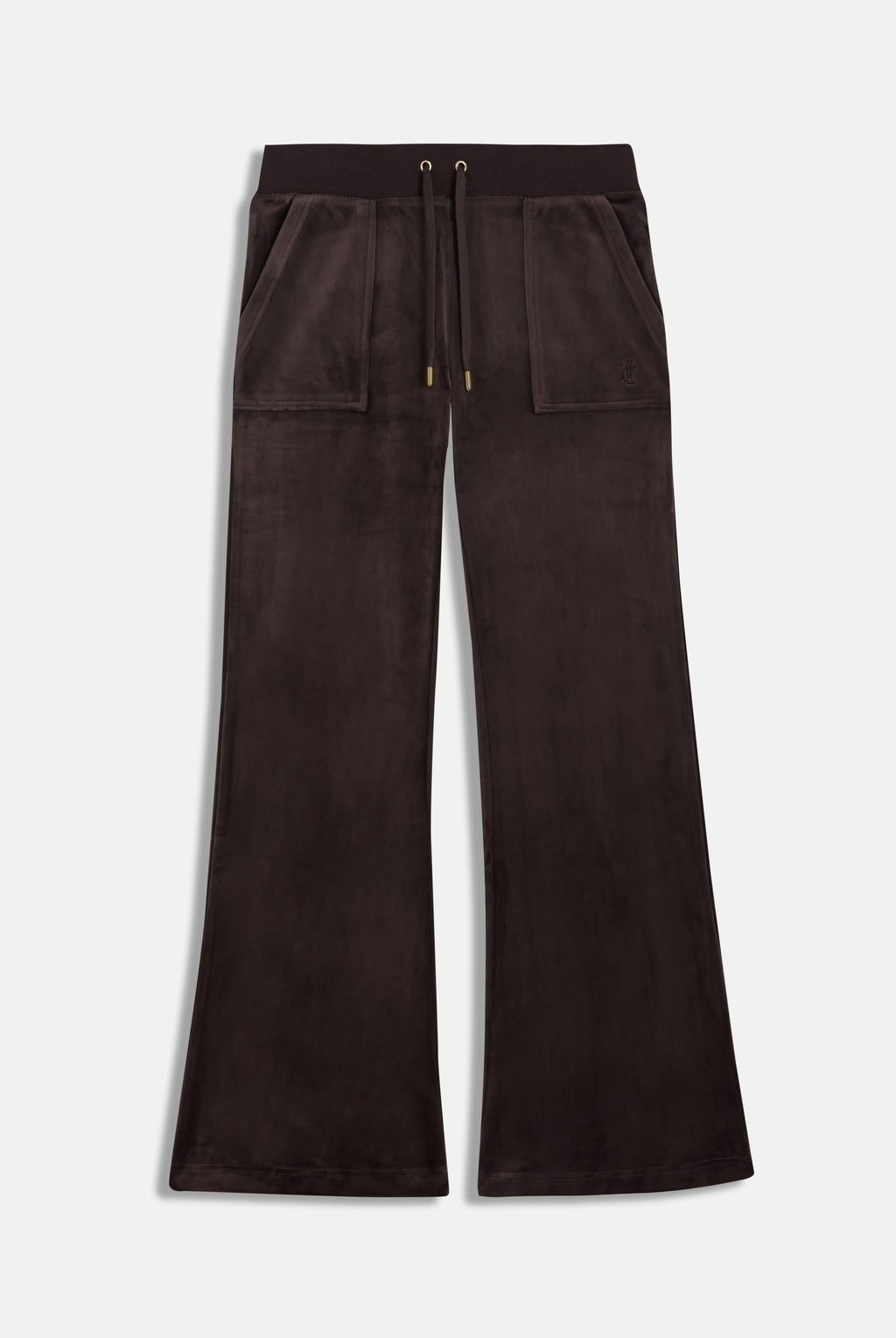 JAVA / GOLD LOW RISE FLARE CLASSIC VELOUR TRACK PANT