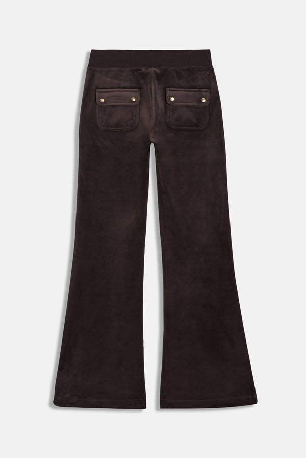 JAVA / GOLD LOW RISE FLARE CLASSIC VELOUR TRACK PANT