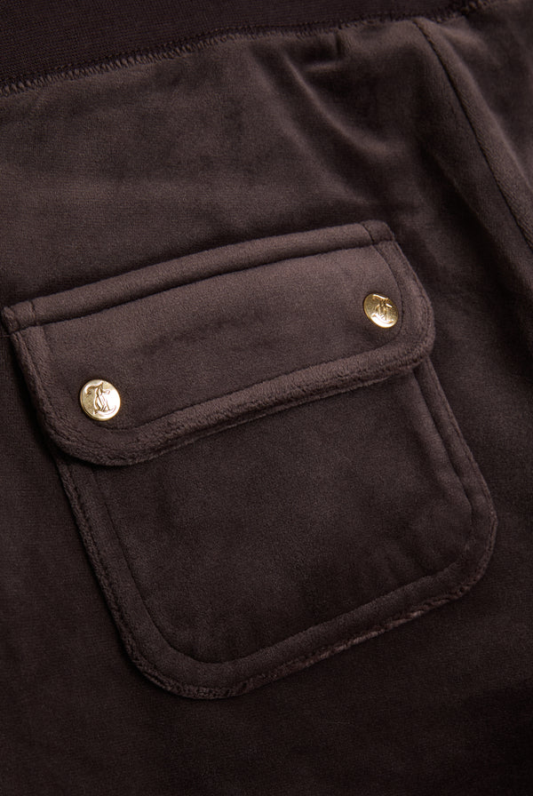 JAVA / GOLD LOW RISE FLARE CLASSIC VELOUR TRACK PANT