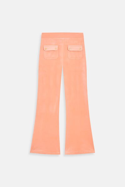 PEACH PINK / GOLD LOW RISE FLARE CLASSIC VELOUR TRACK PANT