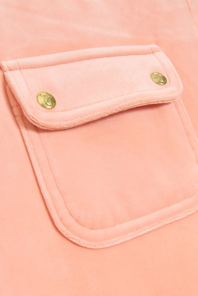 PEACH PINK / GOLD LOW RISE FLARE CLASSIC VELOUR TRACK PANT