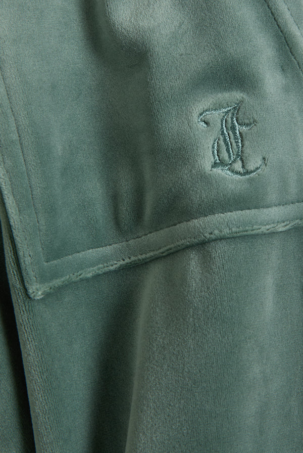 DUCK GREEN  LOW RISE VELOUR TRACK PANTS