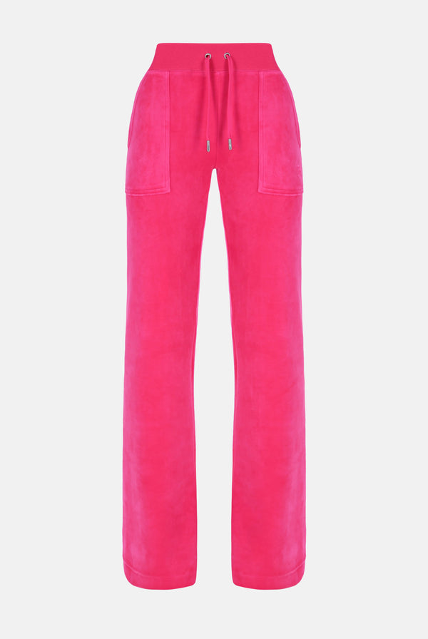 PINK GLO LOW RISE VELOUR TRACK PANTS