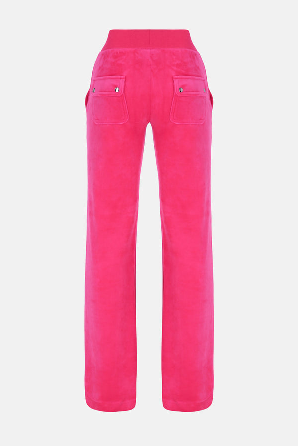 PINK GLO LOW RISE VELOUR TRACK PANTS